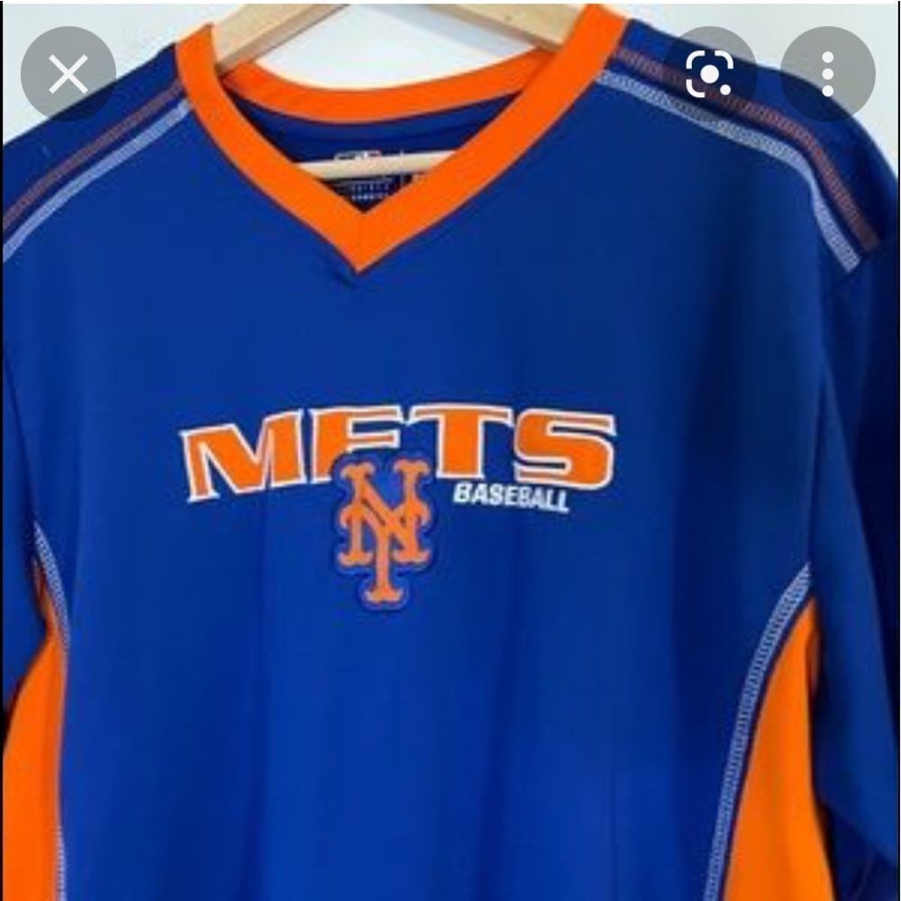 MLB New York Mets Baseball Men's V Neck‎ Jersey Shirt 2XLT NWT